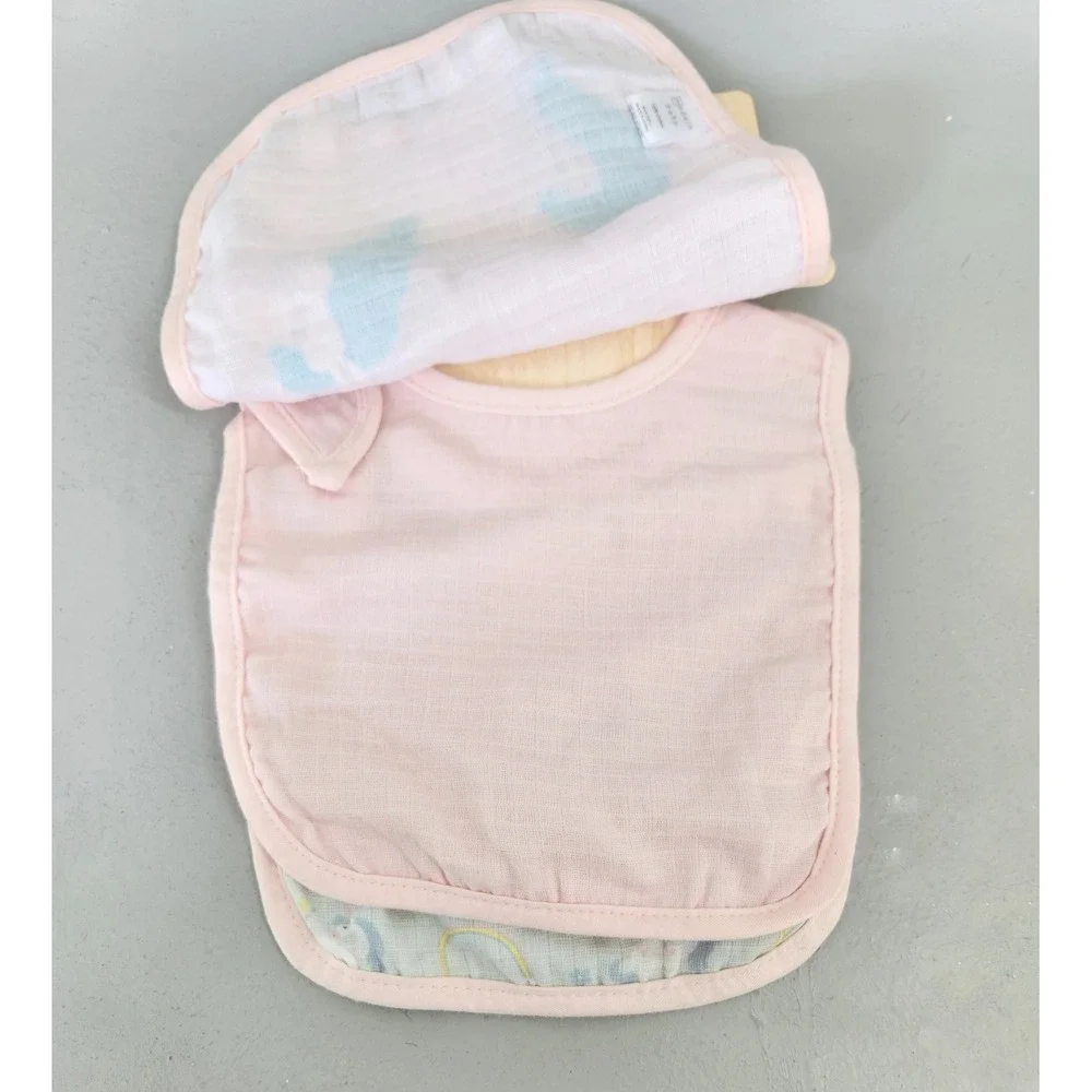 Modern Baby 3 Pack Muslin Bibs Kids OS Pink Unicorn Rainbow Cotton Lightweight